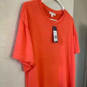 DownEast Flutter Sleeve Blouse, Hot Coral Color